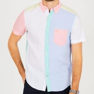 Nautica BIG & TALL PASTEL‎ COLORBLOCK CLASSIC FIT LINEN SHIRT | xl